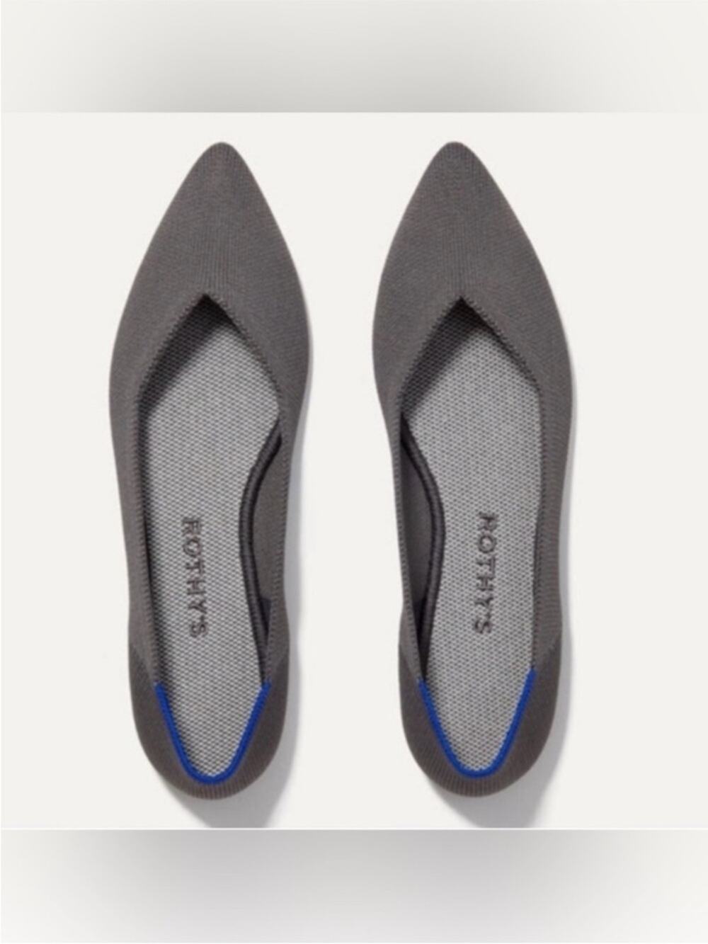 Rothy’s The Point Pebble Grey Flats NIB Size 9.5